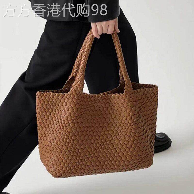 香港2026新款小众真皮编织托特包大容量百搭单肩腋下包子母通勤包