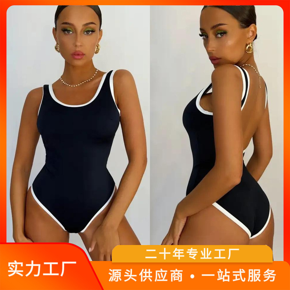 运动泳装带胸垫女士连体性感 High-end bikini Backless swimsuit