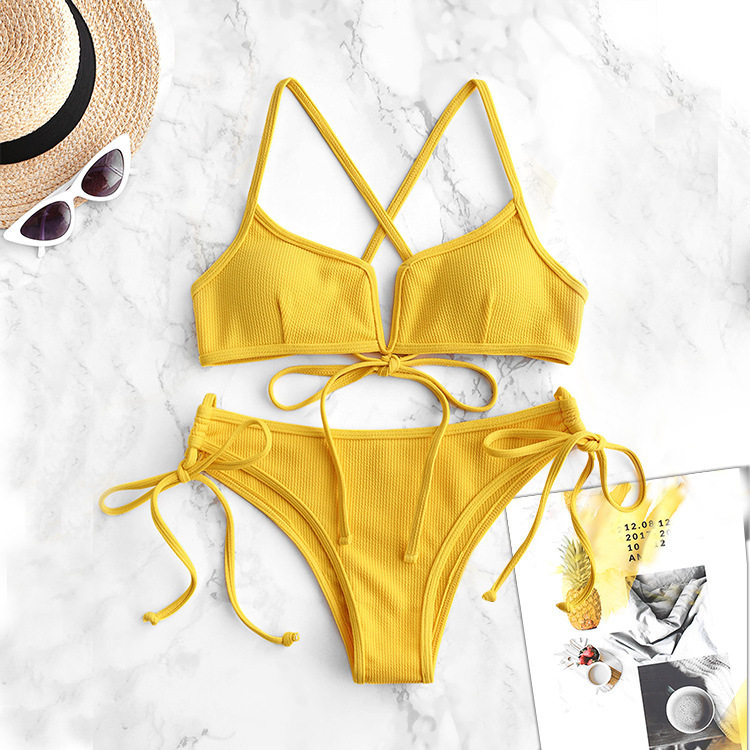 欧美比基尼分体泳衣性感v字托女士泳装bikini two-piece swimsuit