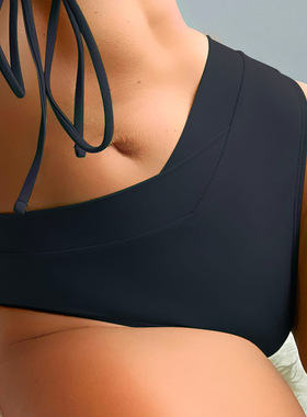 新款欧美风纯色短裤泳裤性感比基尼泳衣泳装女式Swimming trunks