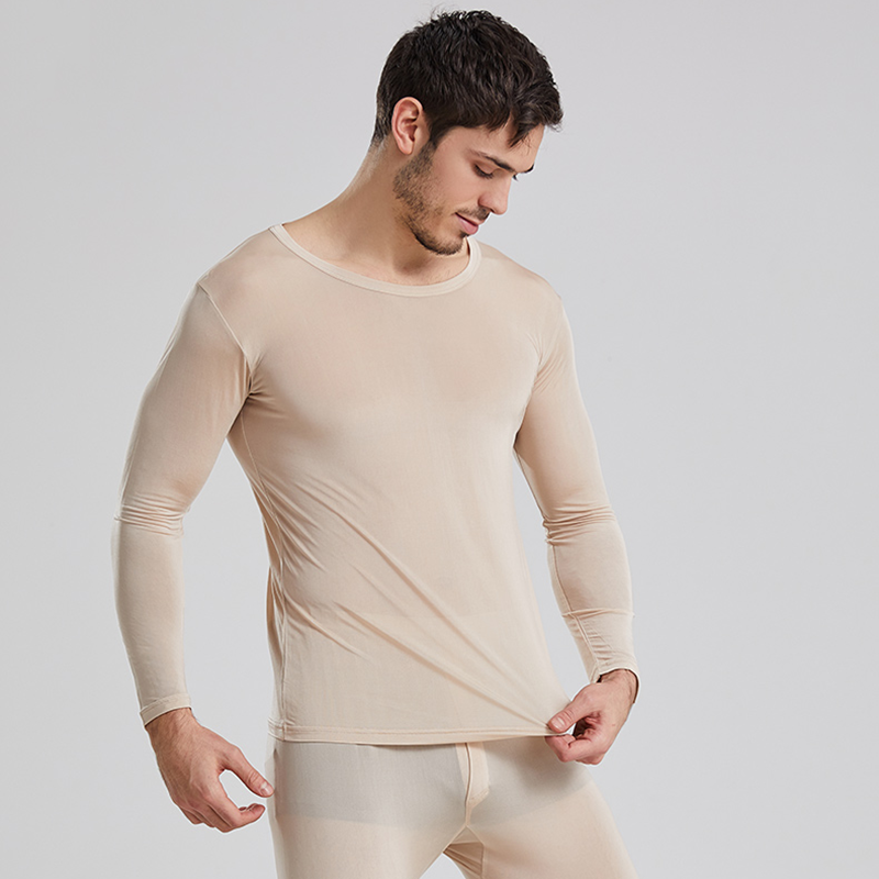 男士真丝针织舒适薄款睡衣套装