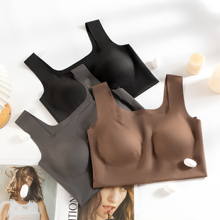 春秋女带胸垫石墨烯保暖运动背心简约无钢圈二合一聚拢打底吊带