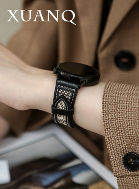 萱芊适用于华为GT6花纹马鞍华为手表GT5GT4表带watch543pro女款GT3/2手表带GT1皮新款女士智能荣耀4pro手表带