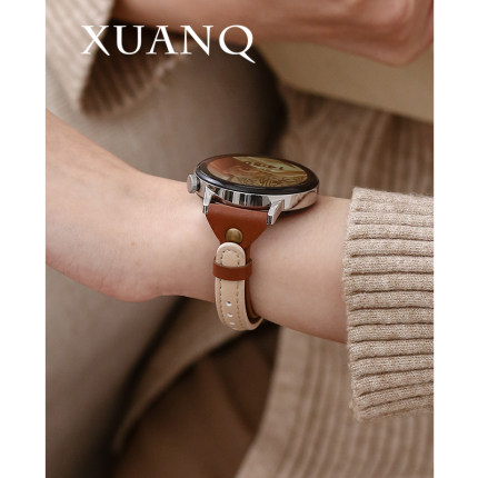 萱芊适用于GT6皮质华为手表GT5表带watch5pro女款表带gt4新款fit4女士表带watch4专用表带gt2通用智能小香风