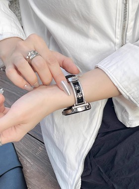 萱芊适用GT6华为gt5表带女watch5手表gt4新款pro女款智能watchgt5高级gt2女士gt3女运动gt小香风gt1皮质黑色