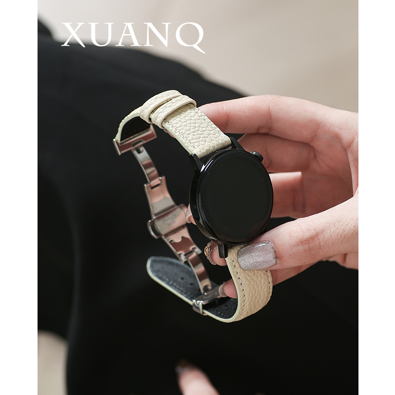 萱芊适用华为GT真皮蝴蝶扣表带