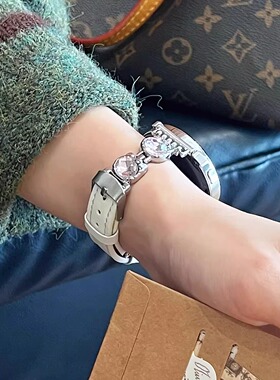 萱芊【水晶猫拼皮】GT6适用华为gt5表带watch5手表gt4新款pro女款智能watchgt5gt2女gt3女运动gt小香风gt皮质