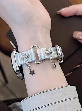 萱芊适用于GT6新款华为GT5表带watch5pro女款GT3手表带运动智能荣耀皮质专用女gt2牛仔gt4表带fit4pro通用