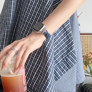 萱芊适用applewatchs11表带iwatch11苹果series10专用S10手表S9女款se3皮质S8女士s7新款ultra3小众2高级感通