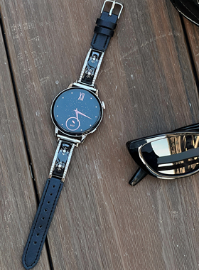 萱芊适用oppowatchx表带手表oppowatch3表带皮质oppo新款watch智能4pro女款原装watch2手环时尚版SE42mm黑色