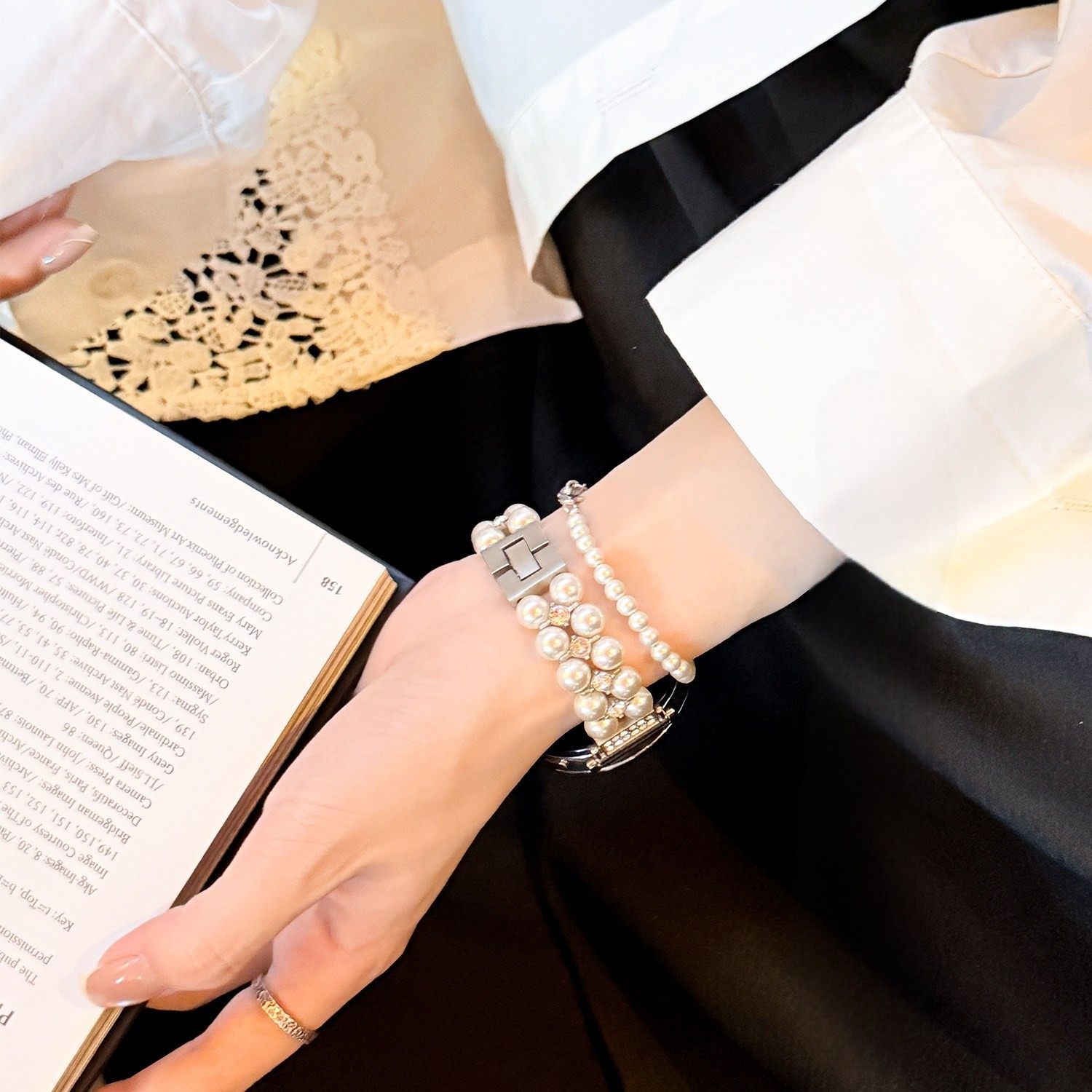 新款〔轻奢百搭〕小香风仿珍珠适用华为手表watchGT6/gt5表带gt3/2pro/fit3/4pro高级感荣耀watch2金属女小众,智能设备,智能手表手环表带/腕带,淘宝优惠券,粉丝福利购,淘宝优惠卷