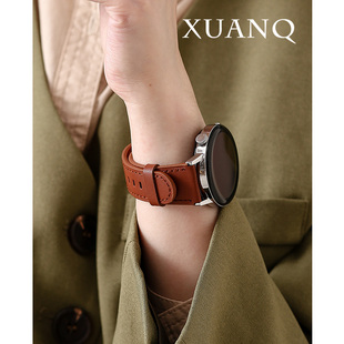 2新款 萱芊适用于华为GT6皮小圆尾华为手表GT5GT4表带watch4 2pro手表带皮FIT3 GT3 荣耀4pro简约小众 3pro女款