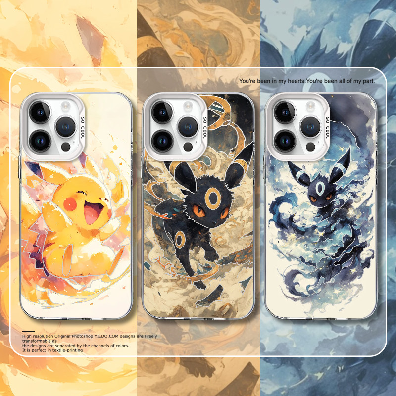 宝可梦手机壳适用iPhone16苹果15promax卡通小米14华为pura70皮卡丘mate60神奇宝贝联名13耿鬼12新款11伊布套