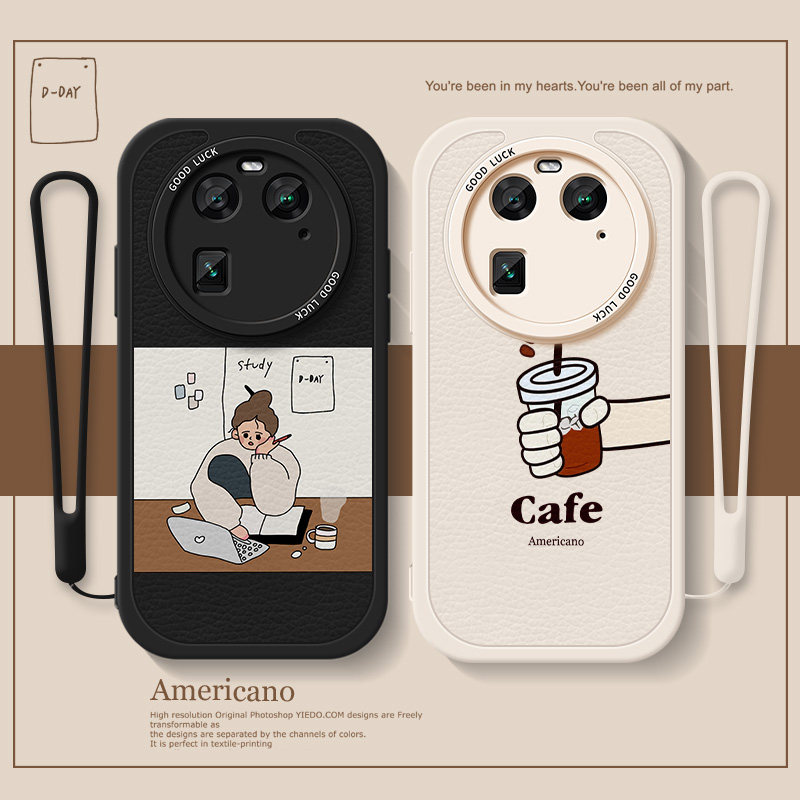 学习女孩适用oppor17手机壳findx6pro咖啡r15新款x3小羊皮k10防摔x5套x6高级小众k9简约x5pro潮k11新款k9por