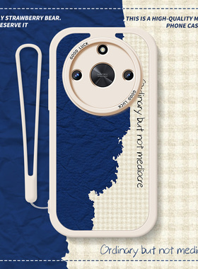 蓝色海岸适用荣耀x50手机壳9x涂鸦x40小羊皮x30防摔8x套v30pro小众x20高级感x50i插画honorx40个性v40gt网红