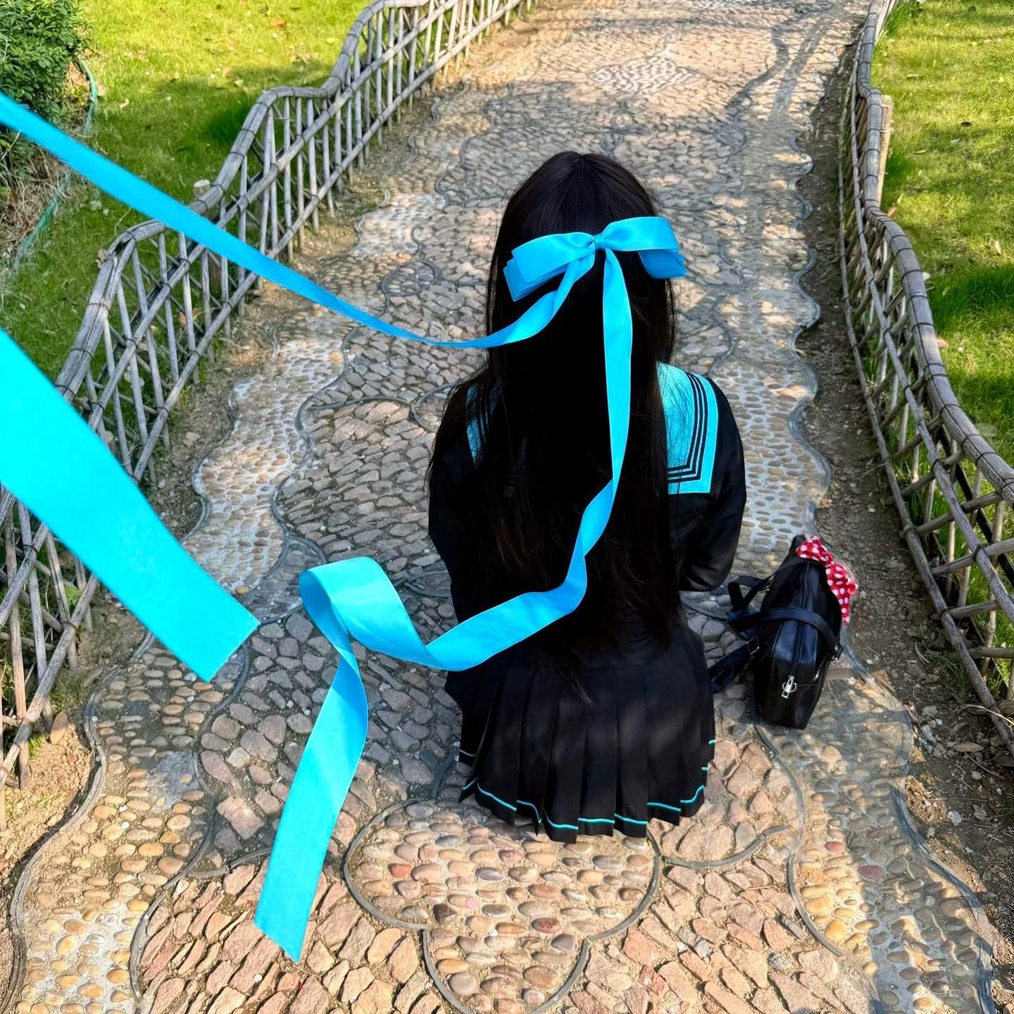 粉色超长丝带大蝴蝶结发夹发夹后脑勺发夹超仙少女JK飘带头饰发饰