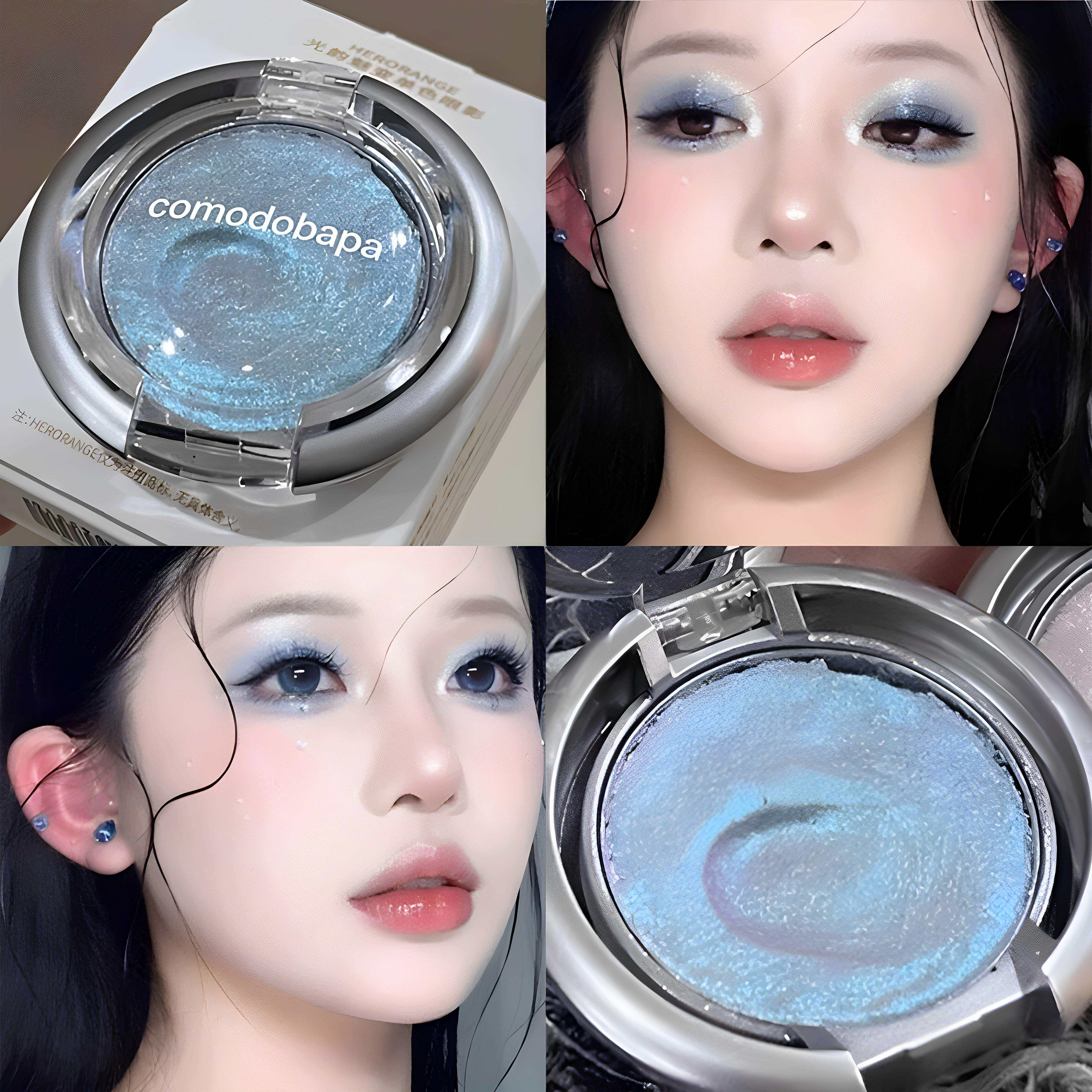 清冷!单色蓝色眼影高光哑光珠光爆闪偏光提亮蓝色爆闪亮晶晶卧蚕