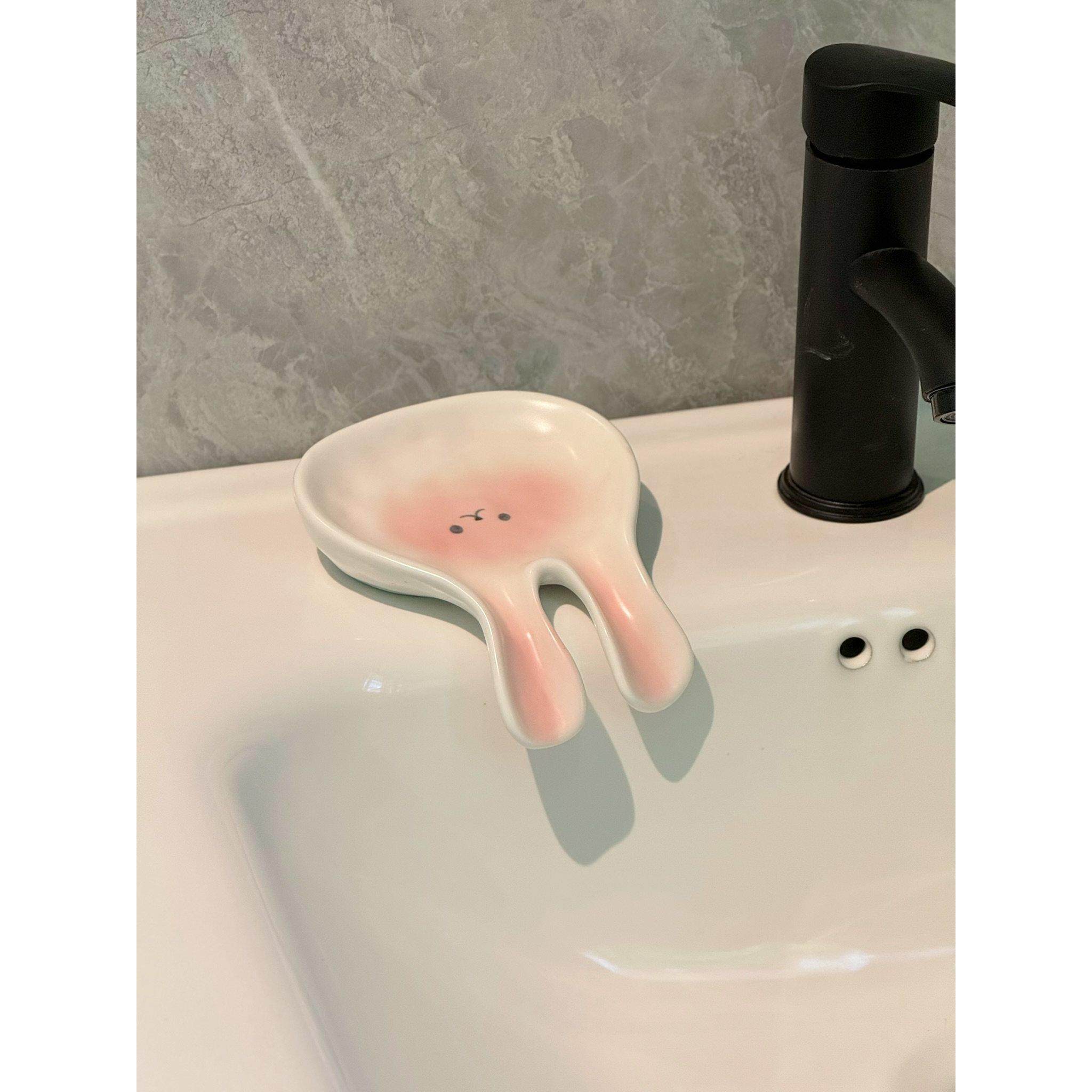 兔耳朵陶瓷肥皂盒可爱沥水卫生间浴室不积水皂盒碟托香皂置物架,家庭/个人清洁工具,皂盒,淘宝优惠券,粉丝福利购,淘宝优惠卷