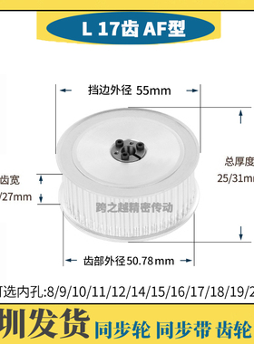 ECB/HPLA现货L17齿免键AF型齿宽21/27胀紧套同步轮涨套内孔8-20mm