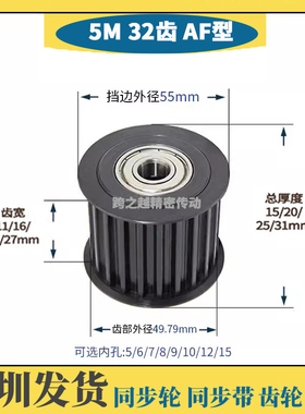 BHTFW/EVD钢5M32齿宽11/16/21/27涨紧惰轮S45C内孔5/6/8/10/1215