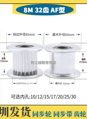AHTFW8M32齿槽宽27/32光面250惰轮300涨紧同步轮轴承内孔20-30mm