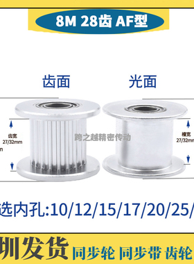 AHTFW8M28齿槽宽27/32光面250惰轮300涨紧同步轮轴承内孔8-30mm