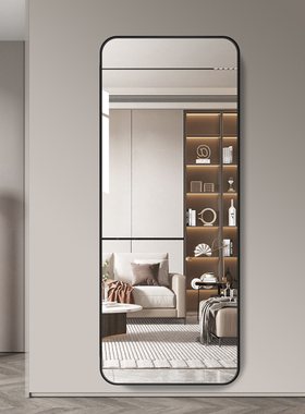 轻奢全身镜壁挂式贴墙玄关镜穿衣镜家用试衣镜卧室金边框落地镜子
