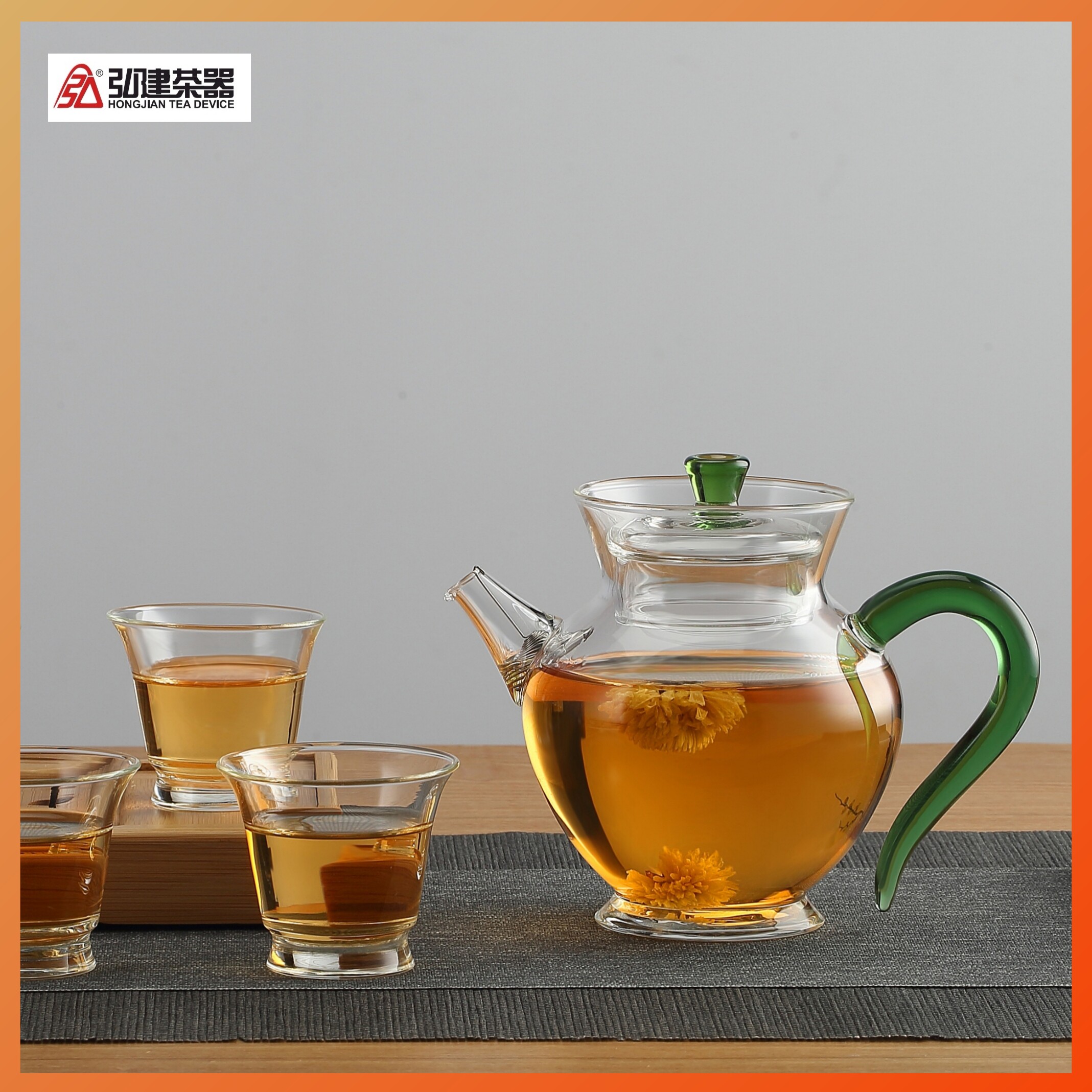 玻璃绿茶壶弘建高硼硅花茶壶茶具
