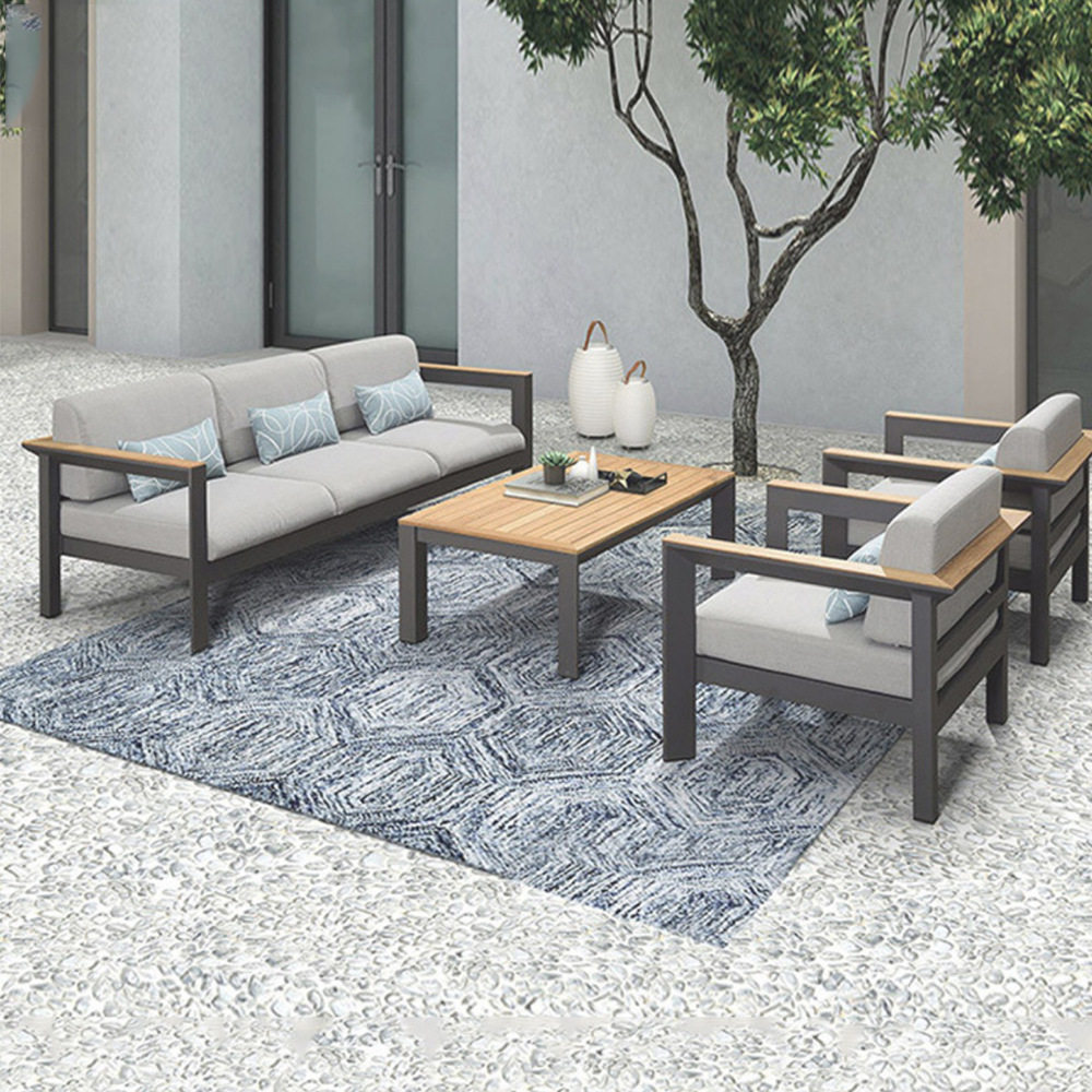 户外沙发柚木扶手铝合金休闲现代简约设计家具酒店室外客厅花园,住宅家具,户外沙发,淘宝优惠券,粉丝福利购,淘宝优惠卷