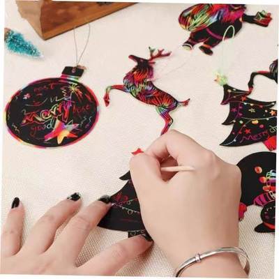 OurWarm 24pcs Magic Color Scratch Christmas Ornaments Cute