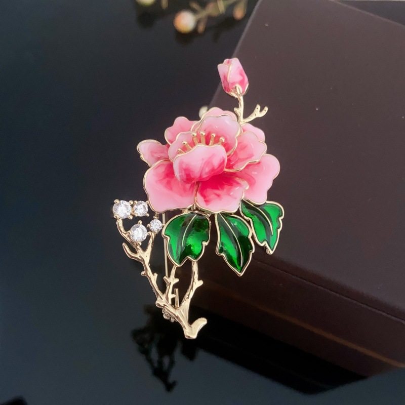 国风新中式牡丹花开胸针气质经典清雅奢华优雅精致百搭胸花别针