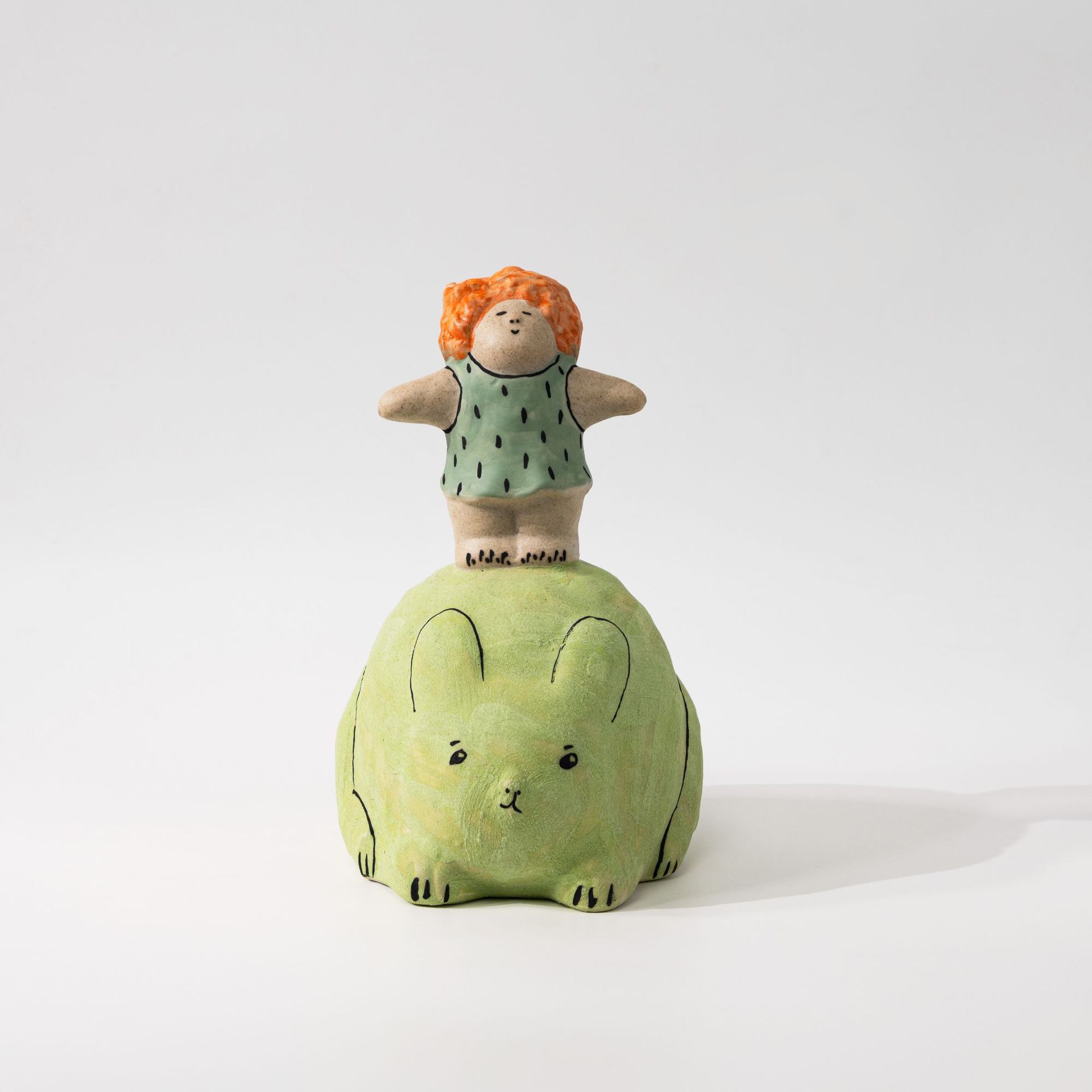 现代简约样板间儿童房绿色卡通人物摆件雕塑桌面家居装饰品饰品