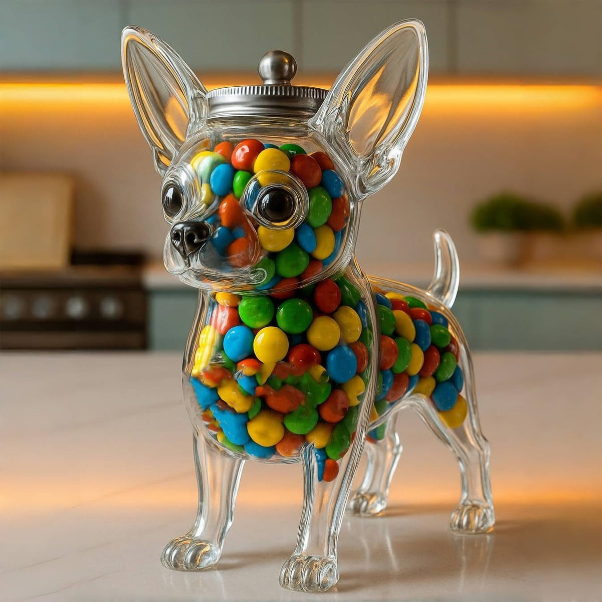 现货供应Chihuahua candy jar吉娃娃糖果罐厨房储藏零食饼干容器