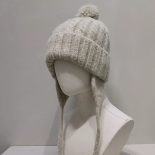 日系简约羊驼毛针织帽子女秋冬新款 冷帽 保暖护耳毛线帽雷锋帽时尚