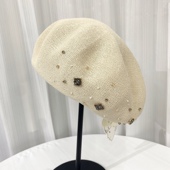 日本和纸贝雷帽女春夏季 帽子 百搭画家帽2025年新款 轻薄透气款 时尚