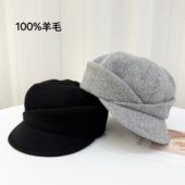 张婧仪同款 日系羊毛呢报童帽显脸小秋冬保暖鸭舌帽大头围帽子女士