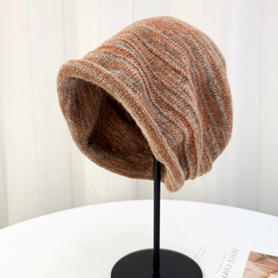 出口日本羊毛针织帽女秋冬新款毛线帽子堆堆帽护耳保暖套头帽冷帽