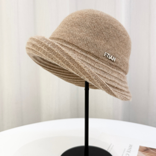 日系卷边渔夫帽子女秋冬百搭复古盆帽可折叠保暖显脸小中年妈妈帽