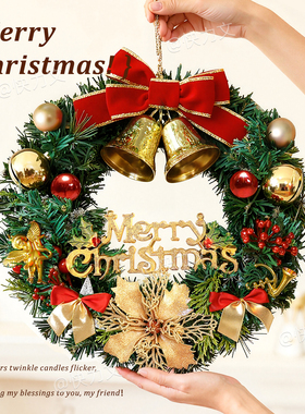 圣诞节花环蝴蝶结christmas装饰品氛围布置场景客厅墙壁摆件挂件