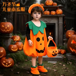 幼儿园万圣节南瓜衣服女童服装 扮 圣诞节儿童演出服cos裙子女孩装