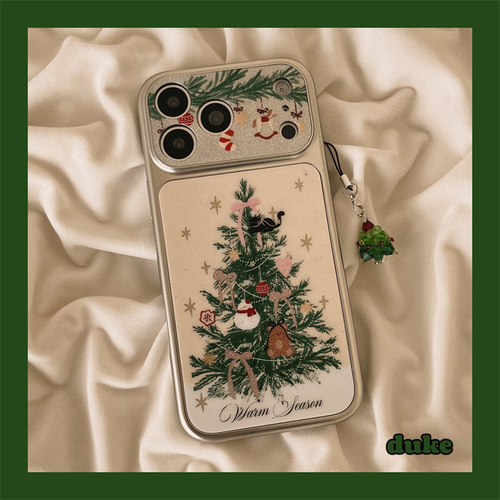 适用苹果手机壳ins涂鸦圣诞树