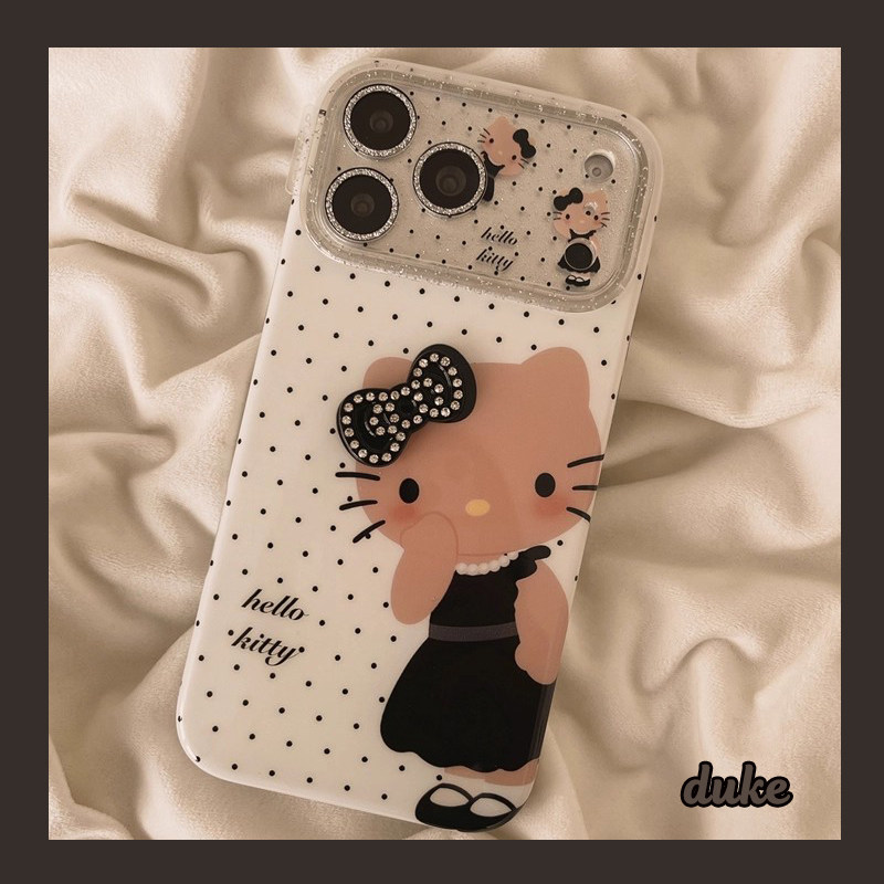 独壳 古早黑色波点kitty猫适用苹果17promax手机壳卡通自带镜头膜iPhone16新款15防摔14pro女款13手机套硬壳,3C数码配件,手机保护套/壳,淘宝优惠券,粉丝福利购,淘宝优惠卷