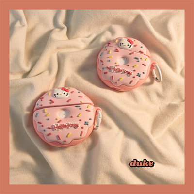 苹果耳机套硅胶软壳甜甜圈粉色