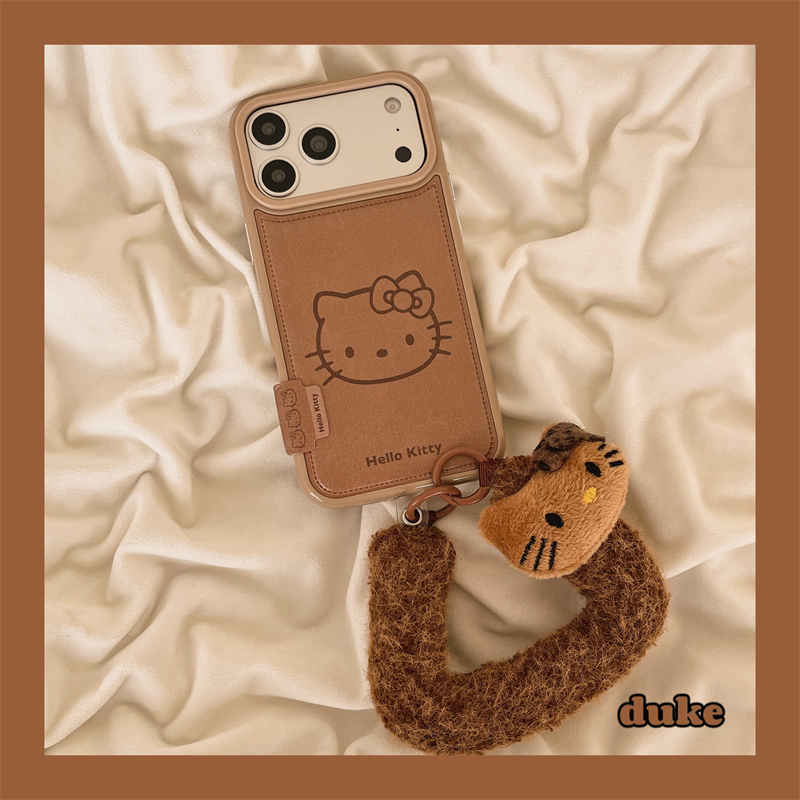 适用苹果手机壳棕色卡通凯蒂猫