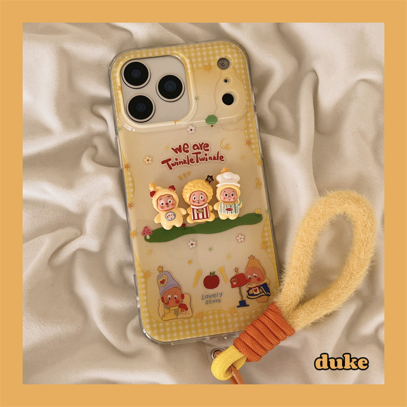 独壳 趣味可爱立体星星人带毛绒挂绳适用苹果17promax手机壳双层壳iPhone16新款15防摔14pro女款13手机套硬壳,3C数码配件,手机保护套/壳,淘宝优惠券,粉丝福利购,淘宝优惠卷