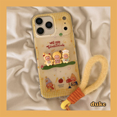 15防摔14pro女款 独壳 趣味可爱立体星星人带毛绒挂绳适用苹果17promax手机壳双层壳iPhone16新款 13手机套硬壳