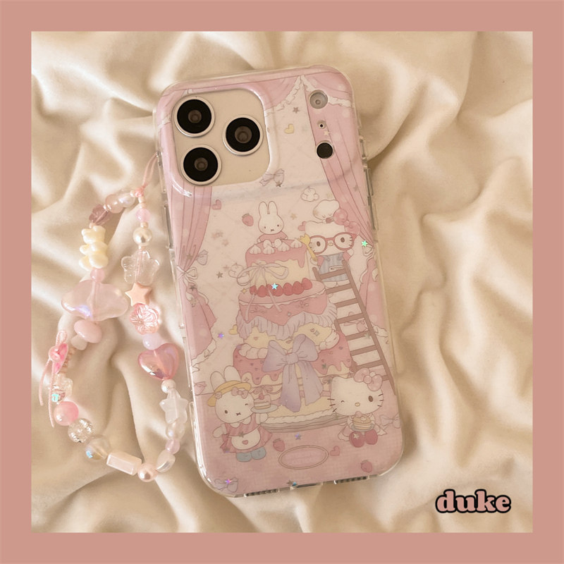 独壳 可爱少女粉色蛋糕兔子带链条适用苹果17promax手机壳日韩iPhone16新款15防摔14pro女款13双层手机套硬壳,3C数码配件,手机保护套/壳,淘宝优惠券,粉丝福利购,淘宝优惠卷