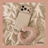 15防摔14pro女款 独壳 皮质爱心小熊带挂绳适用苹果17promax手机壳韩系少女简约iPhone16新款 13全包手机套硬壳