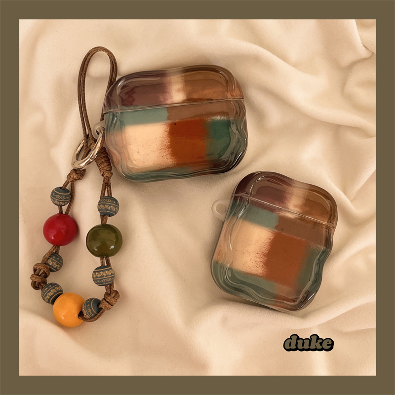 ins小众复古拼接格子苹果耳机壳