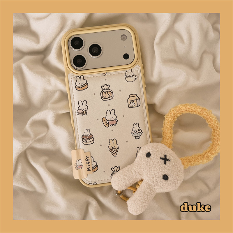 独壳 皮质黄色面包兔子带挂绳适用苹果17promax手机壳秋冬卡通iPhone16新款15防摔14pro女款13全包手机套硬壳,3C数码配件,手机保护套/壳,淘宝优惠券,粉丝福利购,淘宝优惠卷
